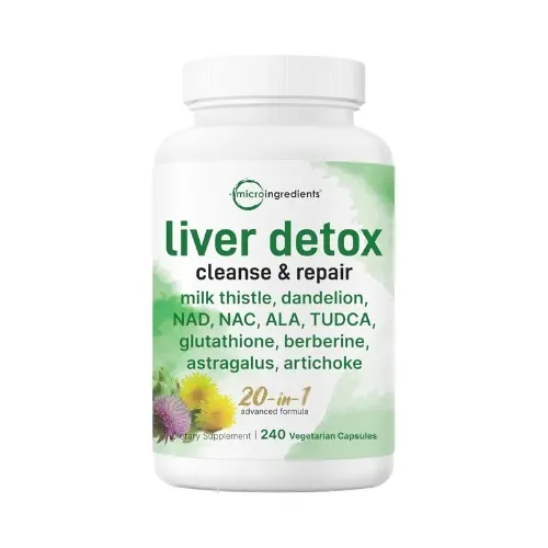 Liver Detox Cardo Mariano Diente de Leon Nad Nac Ala Tudca Glutation Berberina 20 en 1 240 Capsulas Microingredients