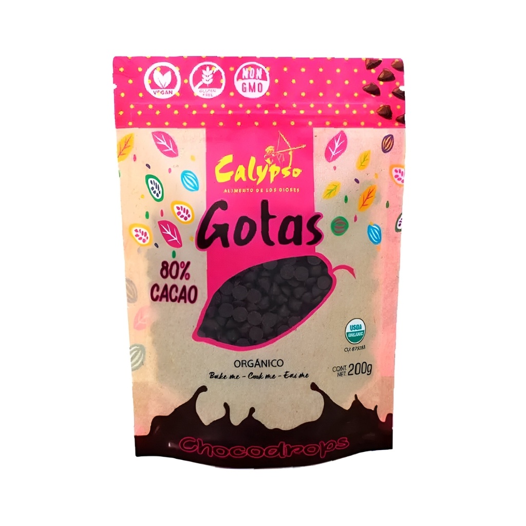 Gotas 80% Cacao Organico 200 Gr Calypso
