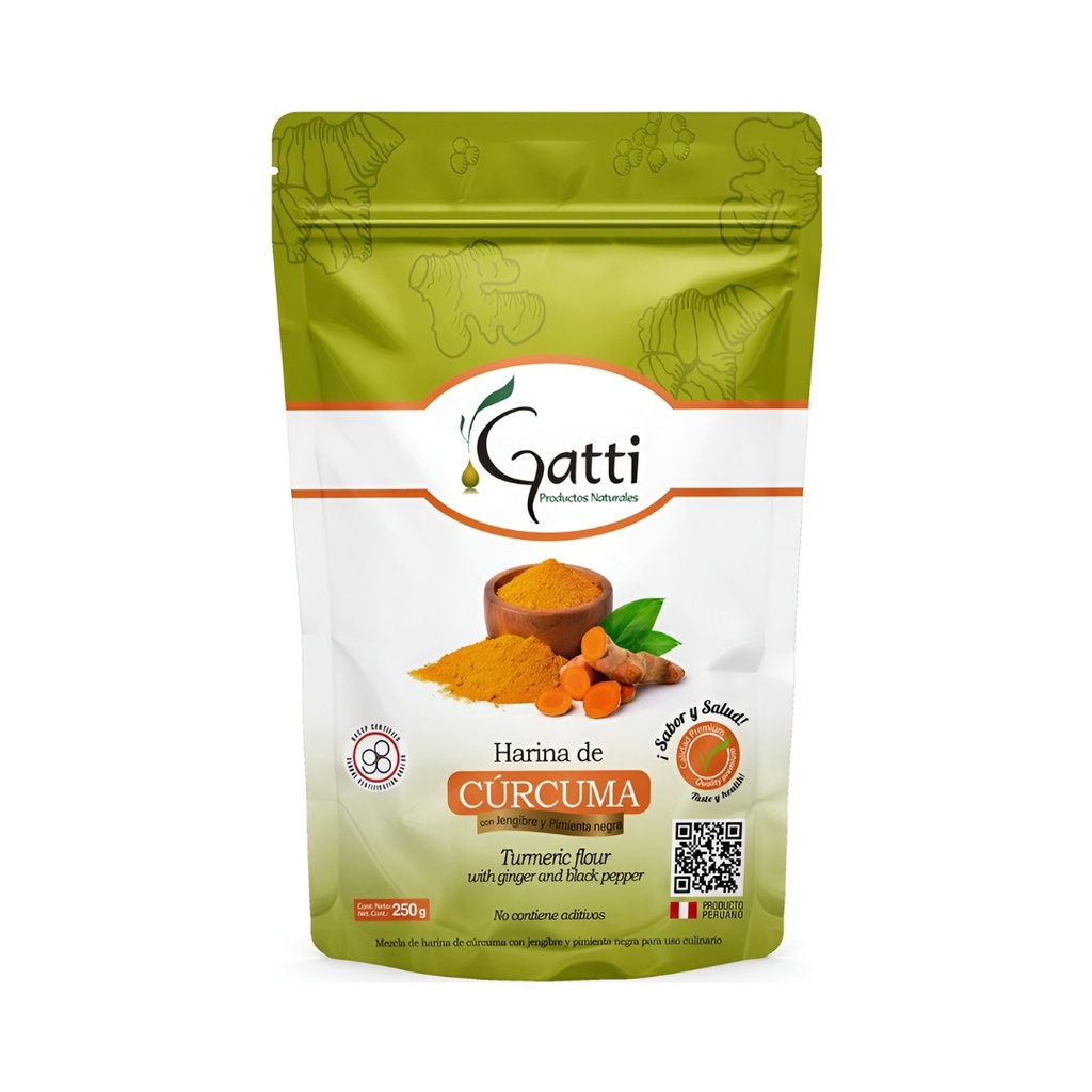 Harina De Curcuma Con Pimienta Negra Y Jengibre 250 Gr Gatti