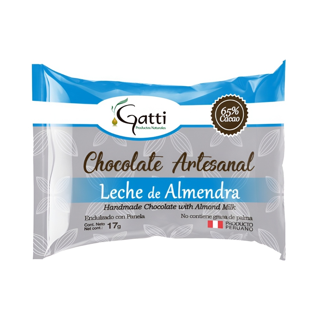 Chocolate Artesanal De Leche De Almendra 17 Gr Gatti