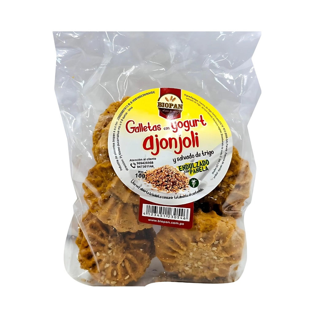 Galleta De Yogurt Con Ajonjoli 100 Gr Biopan