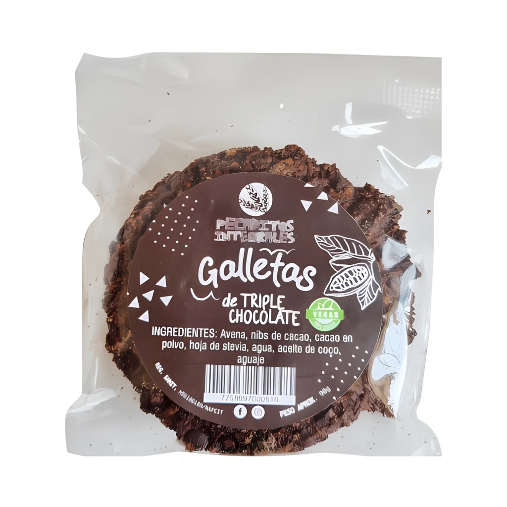Galletas De Avena Y Triple Chocolate 90 Gr Pecaditos Integrales