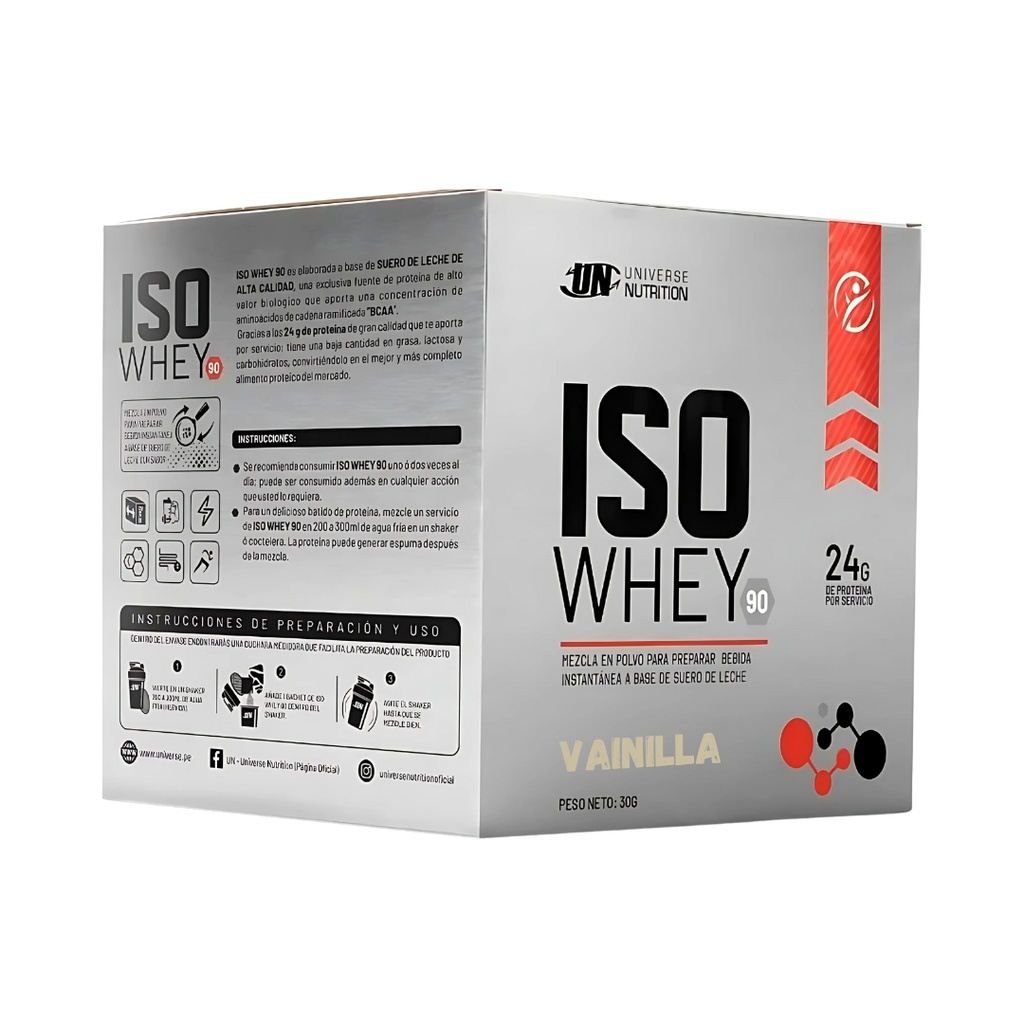 Iso Whey 90 Vainilla Caja (10 Sachets) 30 Gr Universe Nutrition