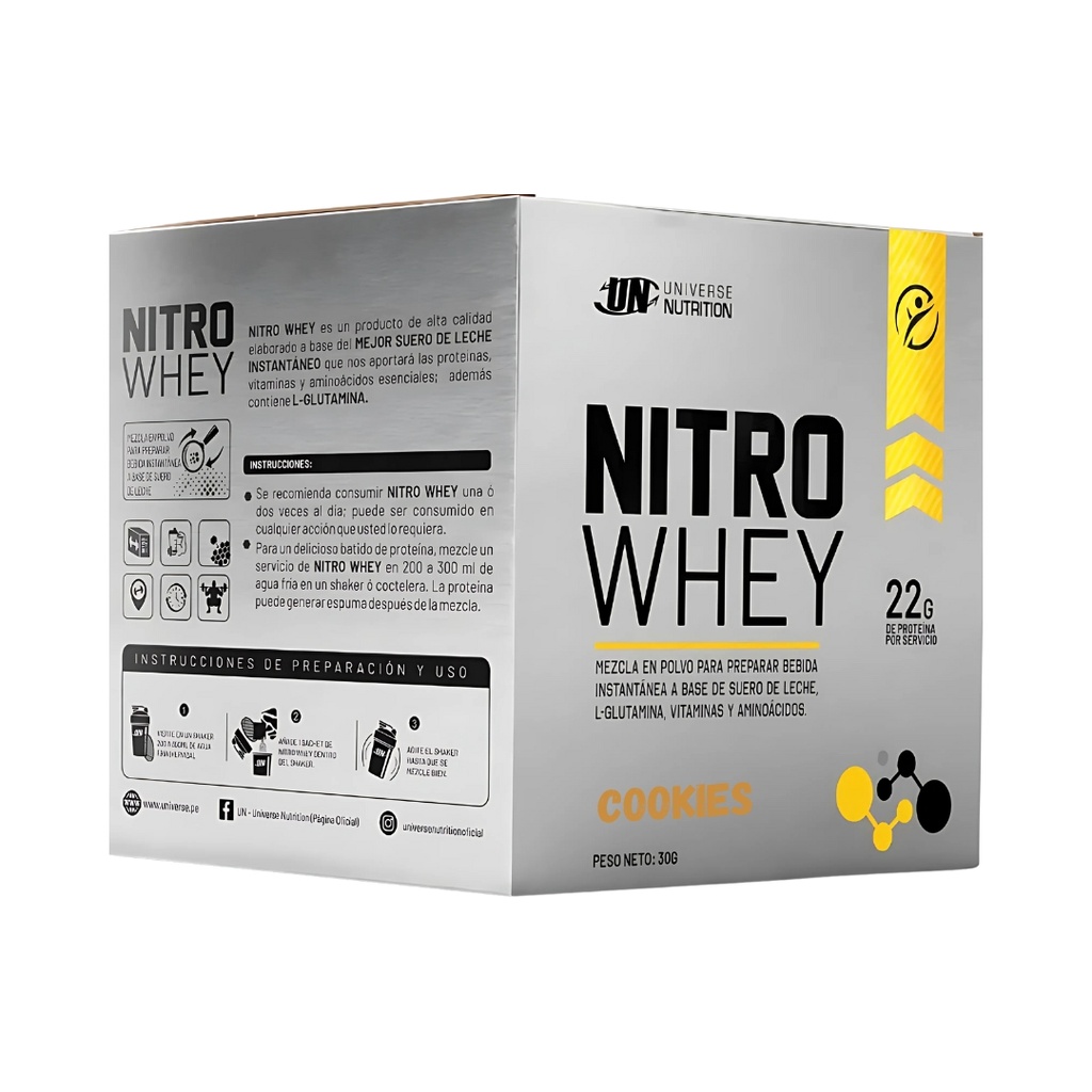 Nitro Whey Cookies Caja (10 Sachets) 22 Gr Universe Nutrition