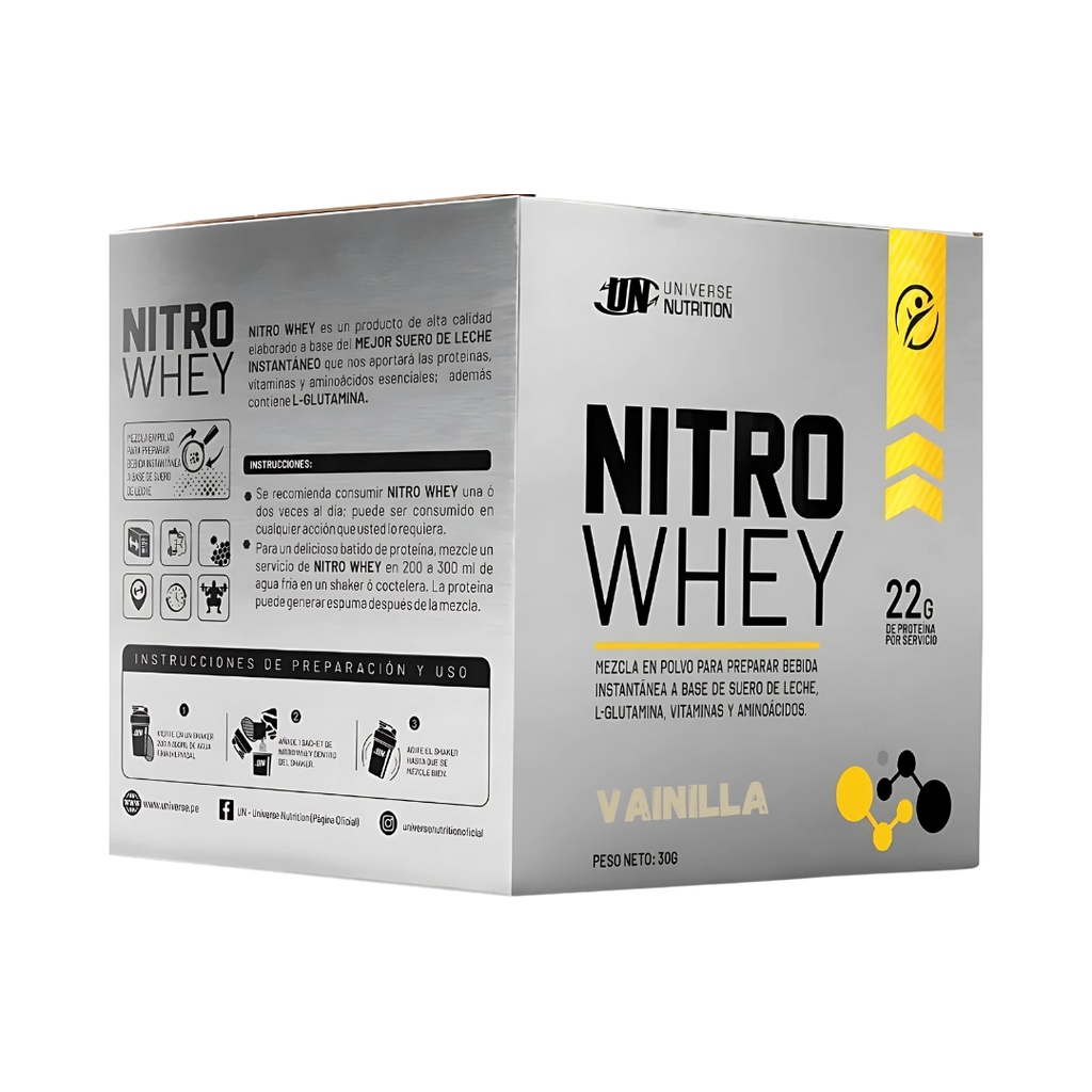 Nitro Whey Vainilla Caja (10 Sachets) 22 Gr Universe Nutrition