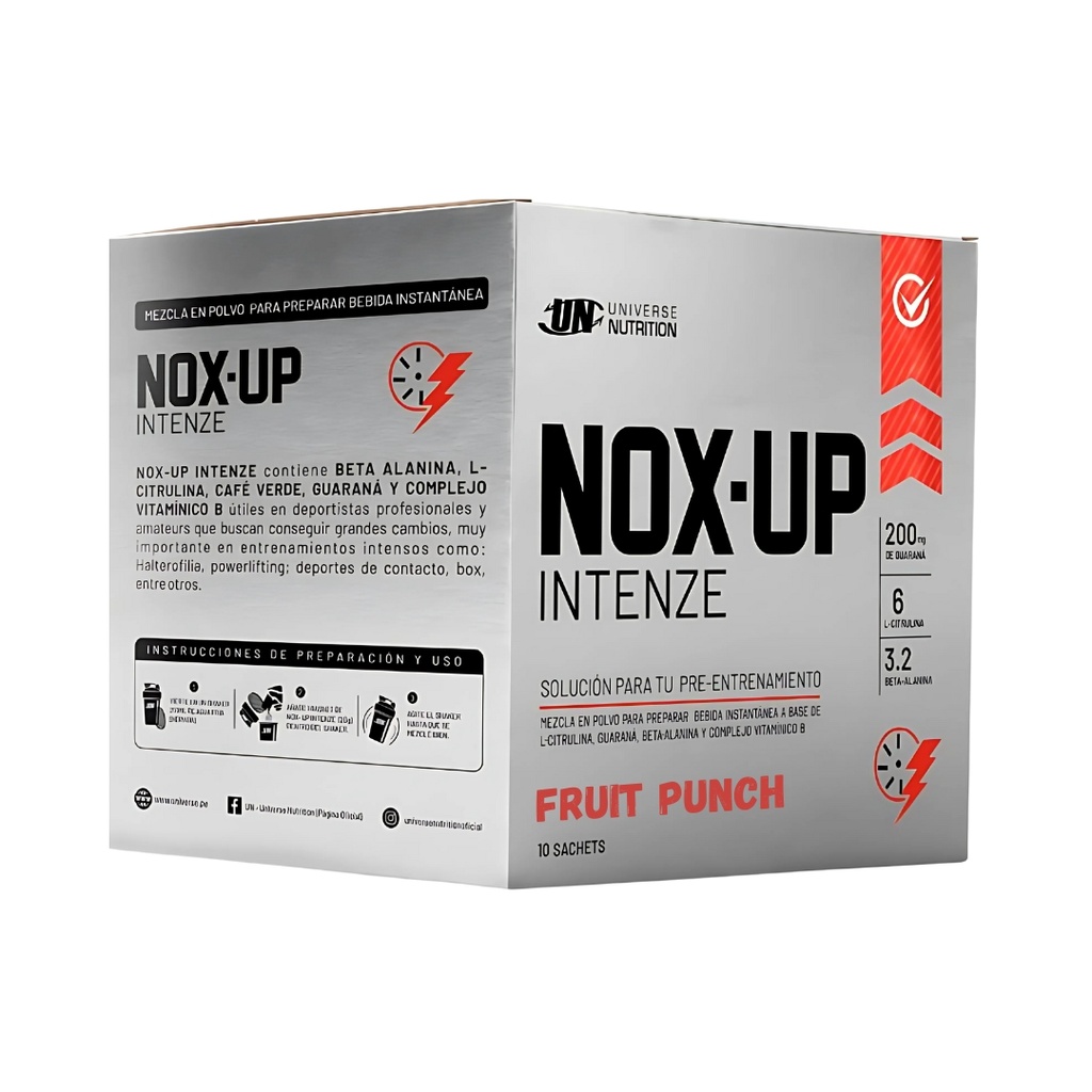 Nox Up Intenze Fruit Punch Caja (10 Sachets) Universe Nutrition