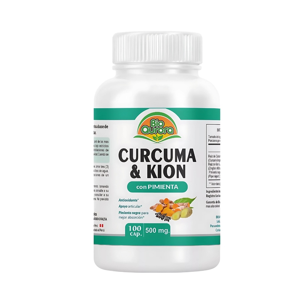 Curcuma Kion Con Pimienta 100 Capsulas Bio Aurora