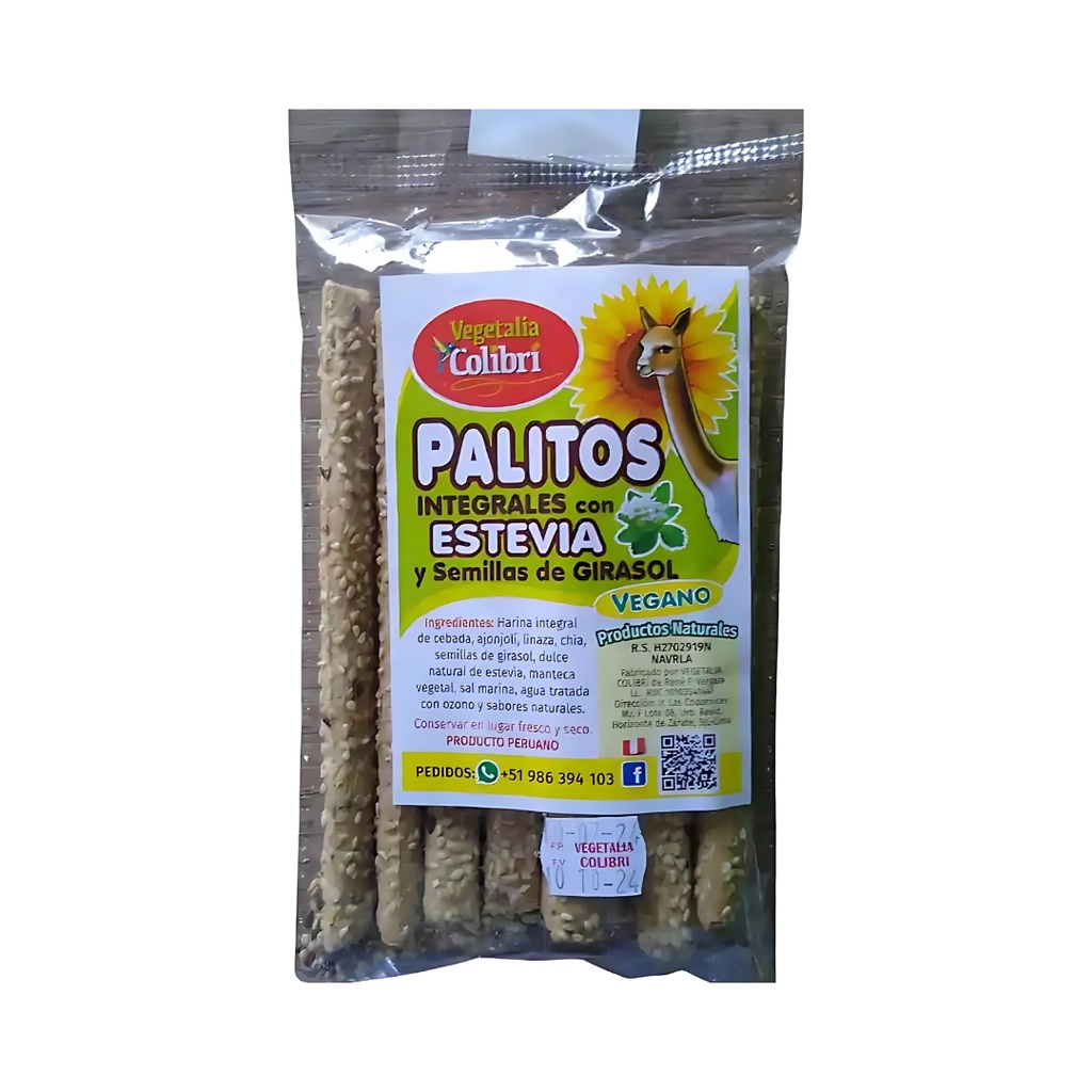 Palitos Integrales Con Stevia Y Semillas De Girasol Vegetalia Colibri