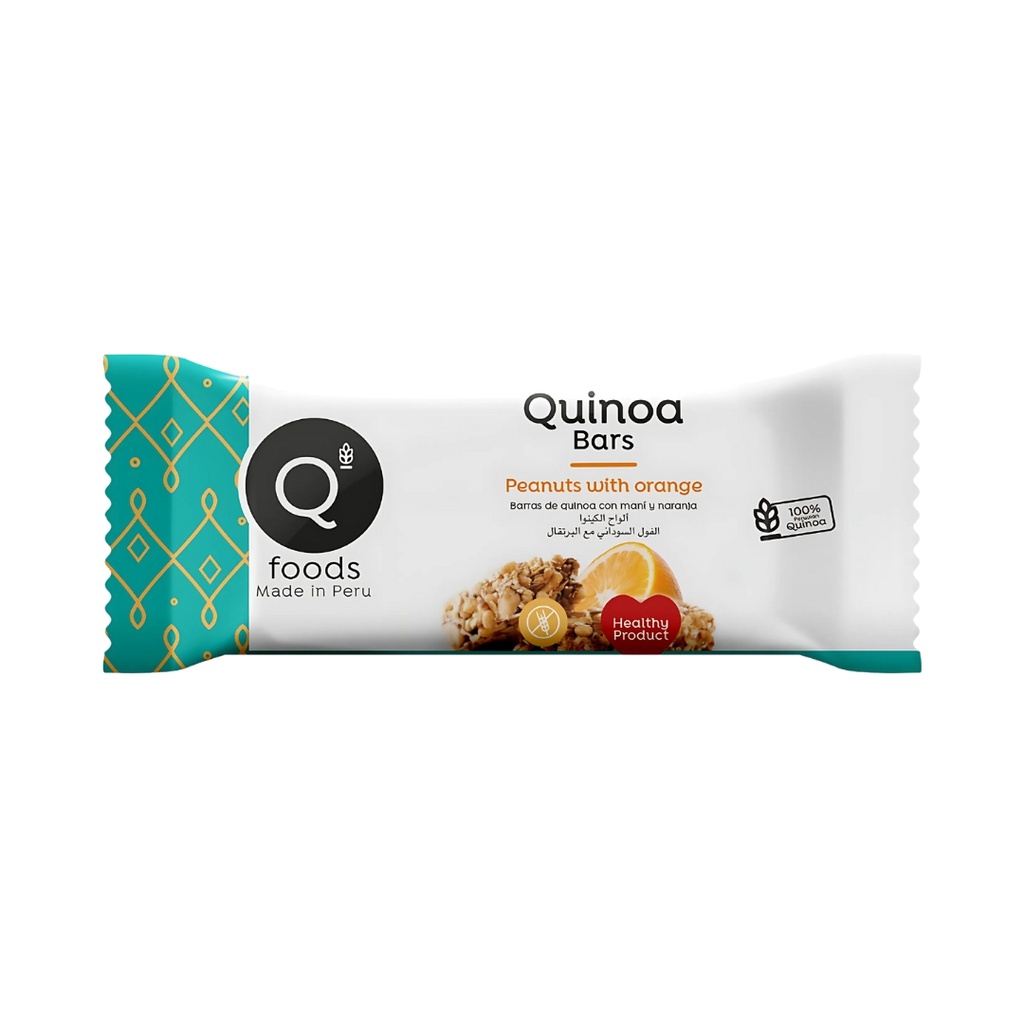 Barras De Quinoa Con Mani Y Naranja 30 Gr Qfoods