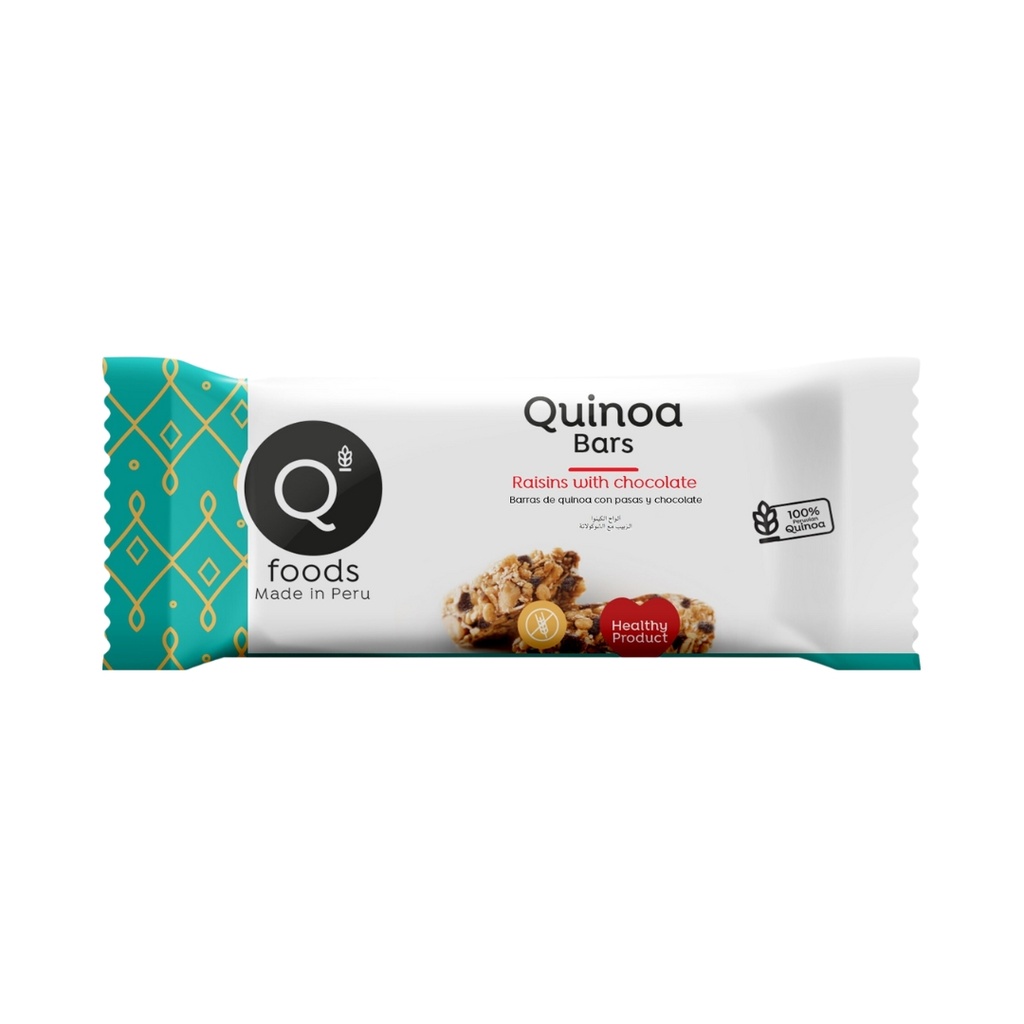 Barras De Quinoa Con Pasas Y Cobertura De Chocolate 30 Gr Qfoods