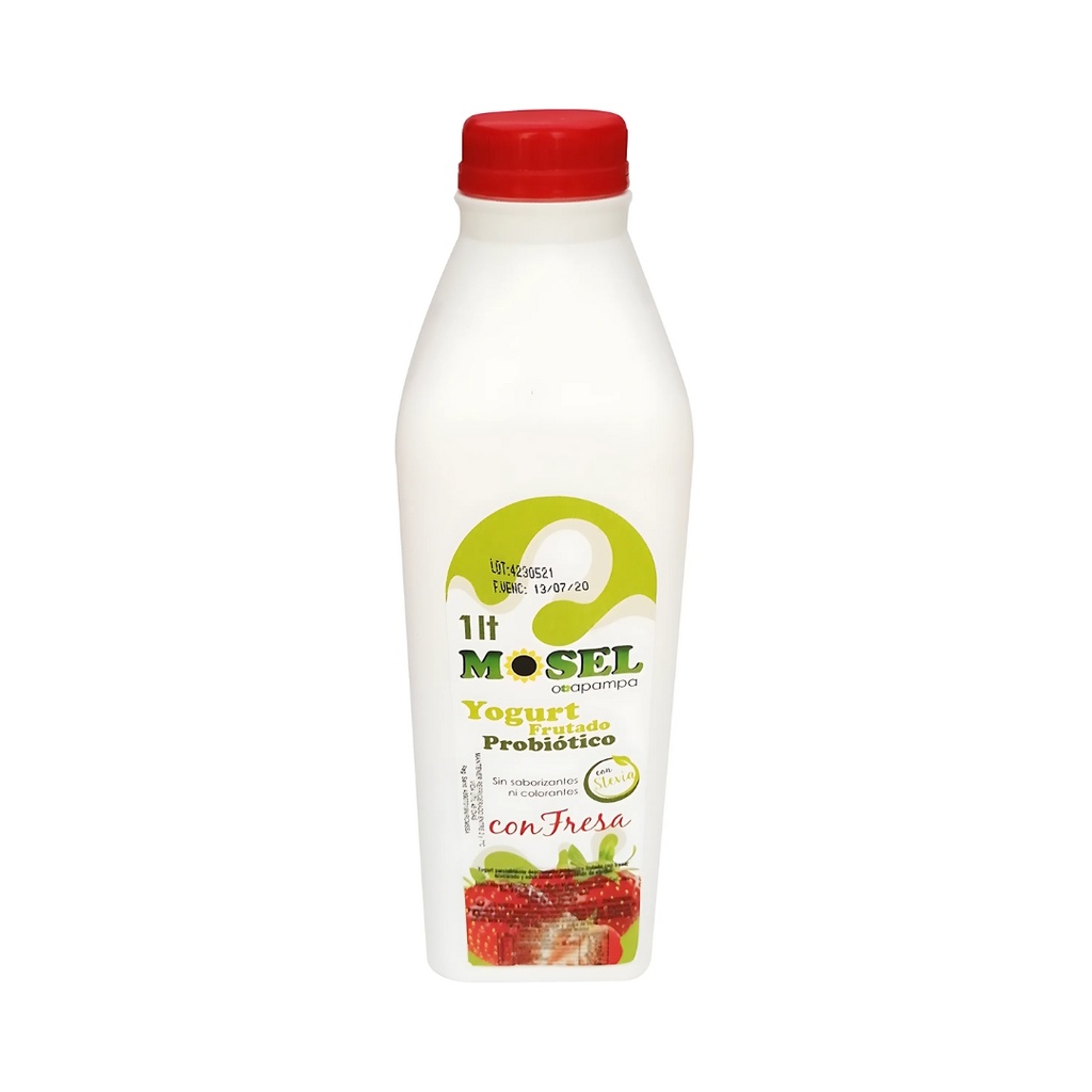 Yogurt Frutado Probiotico Con Stevia Fresa 1 Lt Mosel