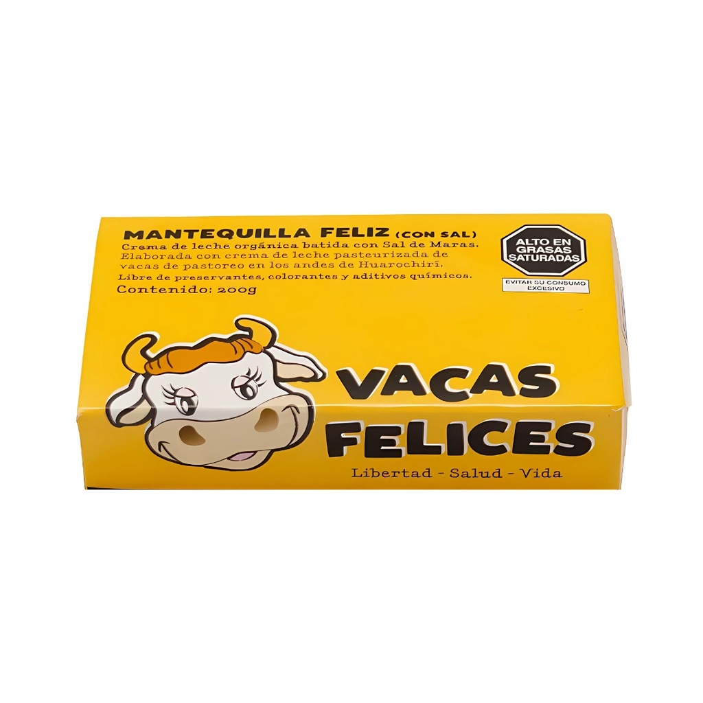 Mantequilla Feliz Con Sal 200 Gr Vacas Felices
