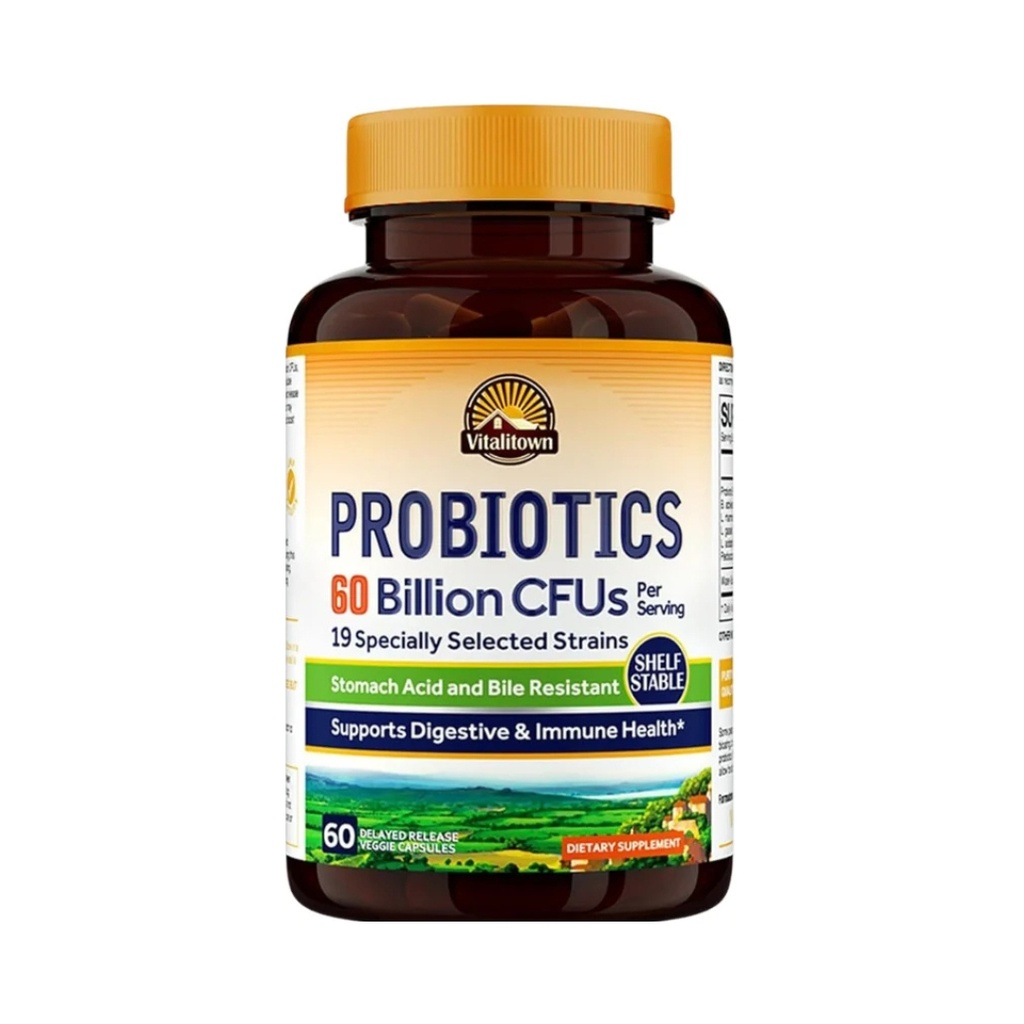 Probioticos Con Prebioticos y Enzimas Digestivas 60 Billones 19 Cepas 60 Capsulas Vitalitown