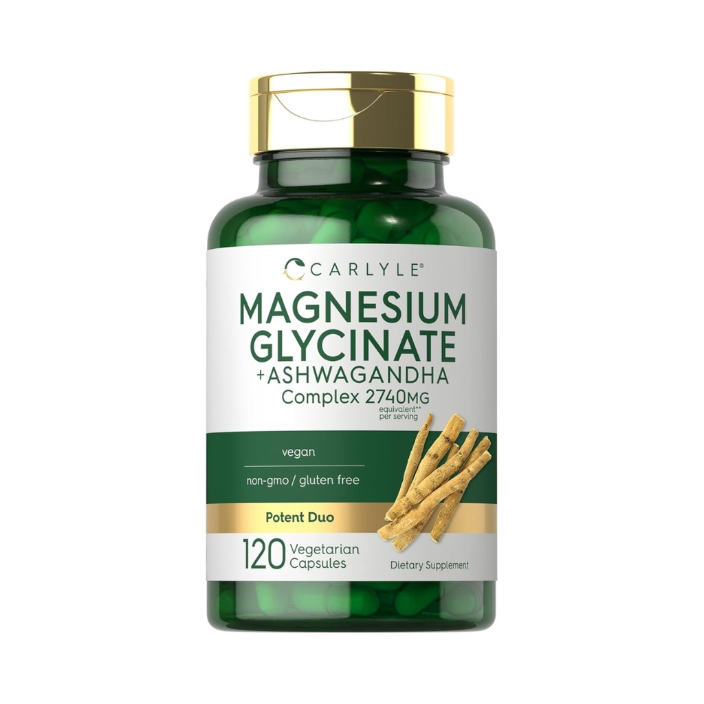 Glicinato de Magnesio Con Ashwagandha Complex 2740 Mg 120 Capsulas Carlyle